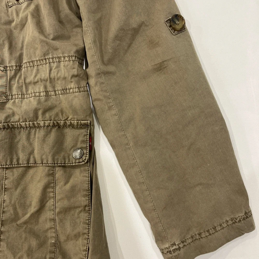 SOLD Levi's Army Jacket Womens M Green Hooded Field Chore Military Utility Coat - Picture 9 of 16